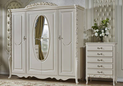 111-Four door wardrobe-Chest of drawers-silver